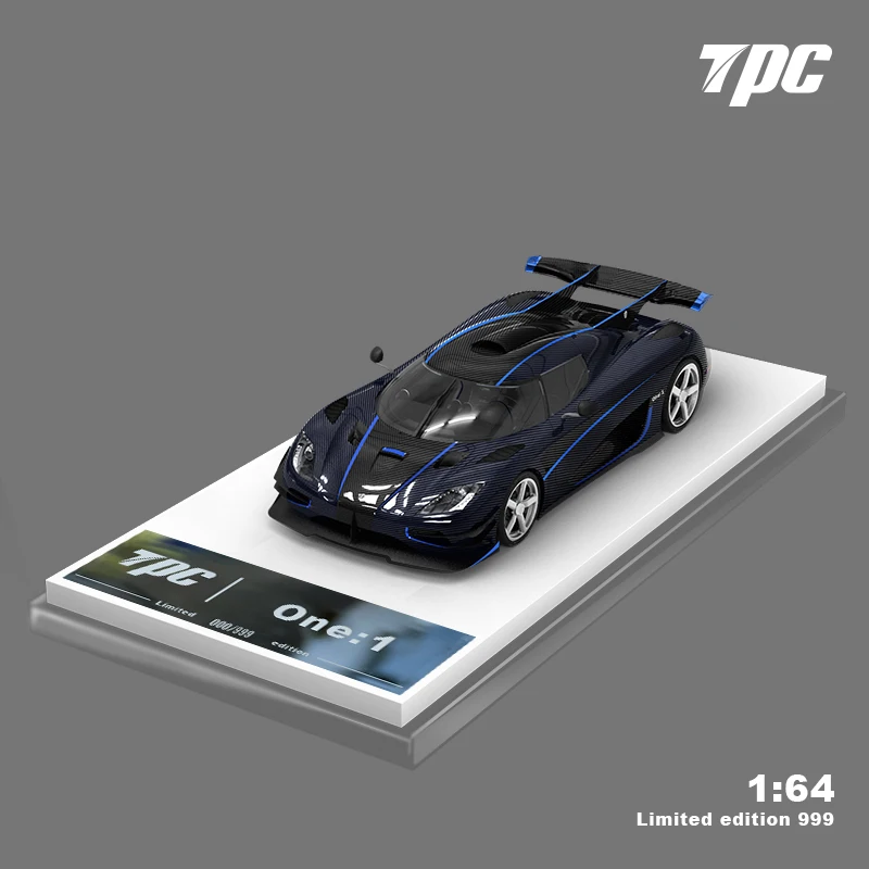 TPC In Stock 1:64 ONE Carbon Fiber Hood Blue Stripe Opened Diecast Diorama Model Collection Miniature Carros Toys