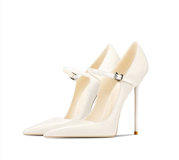 

Женские туфли на тонком каблуке в стиле Mingyuan, бежевые, заостренные, новые модели, универсальные и не утомляющие ноги, размеры 33-46.