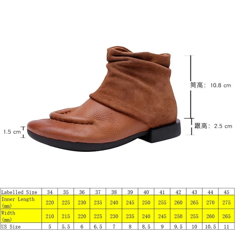 Koznoy 2.5cm Cow Suede Genuine Leather ZIP Ankle Booties Chimney Ladies Fashion Moccasins Boots Autumn Flats Spring Women Shoes