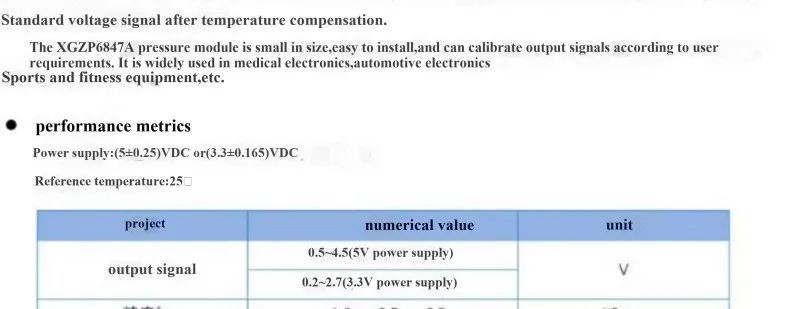 XGZP6847A Gasdruck-Elektronisches Blutdruckmessgerät Sensor-Sendermodul Barometer 0-40kPa Schlauch – Detail 5
