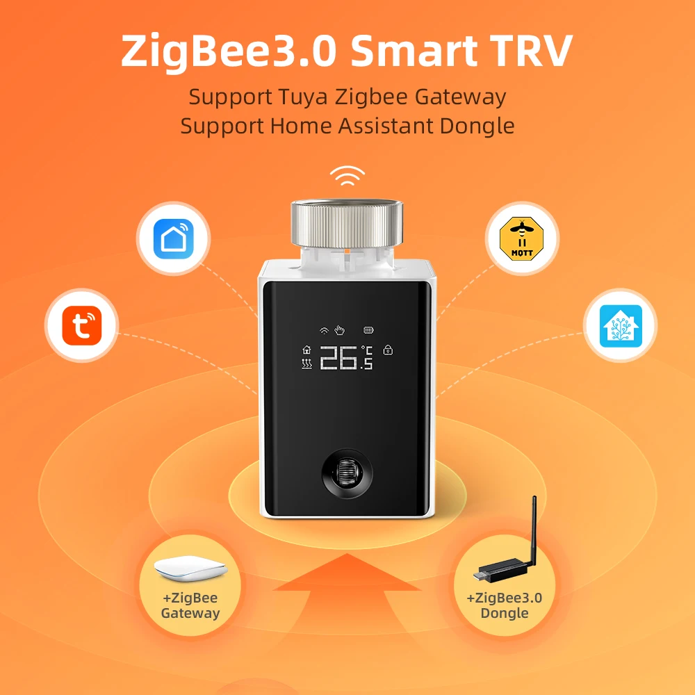 AVATTO ZigBee 3.0 Smart TRV Thermostatic Valve,Programmable Thermostat Radiator Actuator Works With Tuya Alexa Google Home Alice