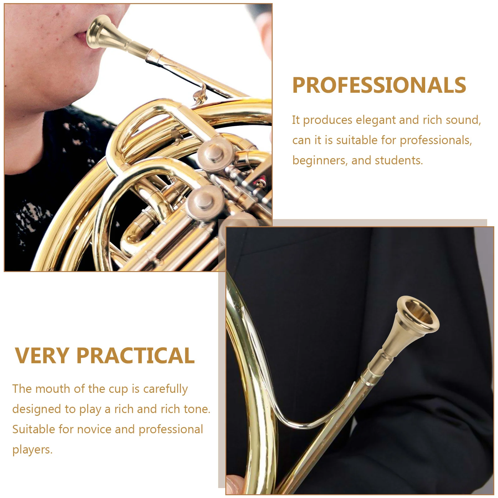 

Professional French Horn Mouthpiece Copper Alloy Material Wear-Resistant Compact Size Perfect Gift for Players All Levels