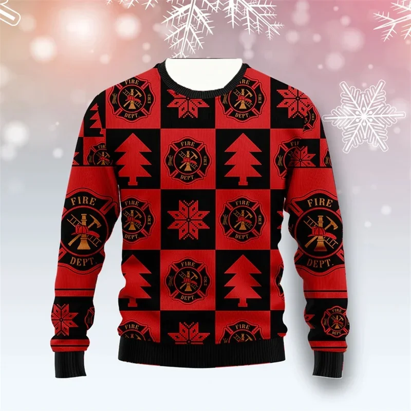 New 3D Printed Christmas Elements Christmas Tree Santa Claus Pattern Art Print Ugly Sweater Street Casual Winter Sweater S-16