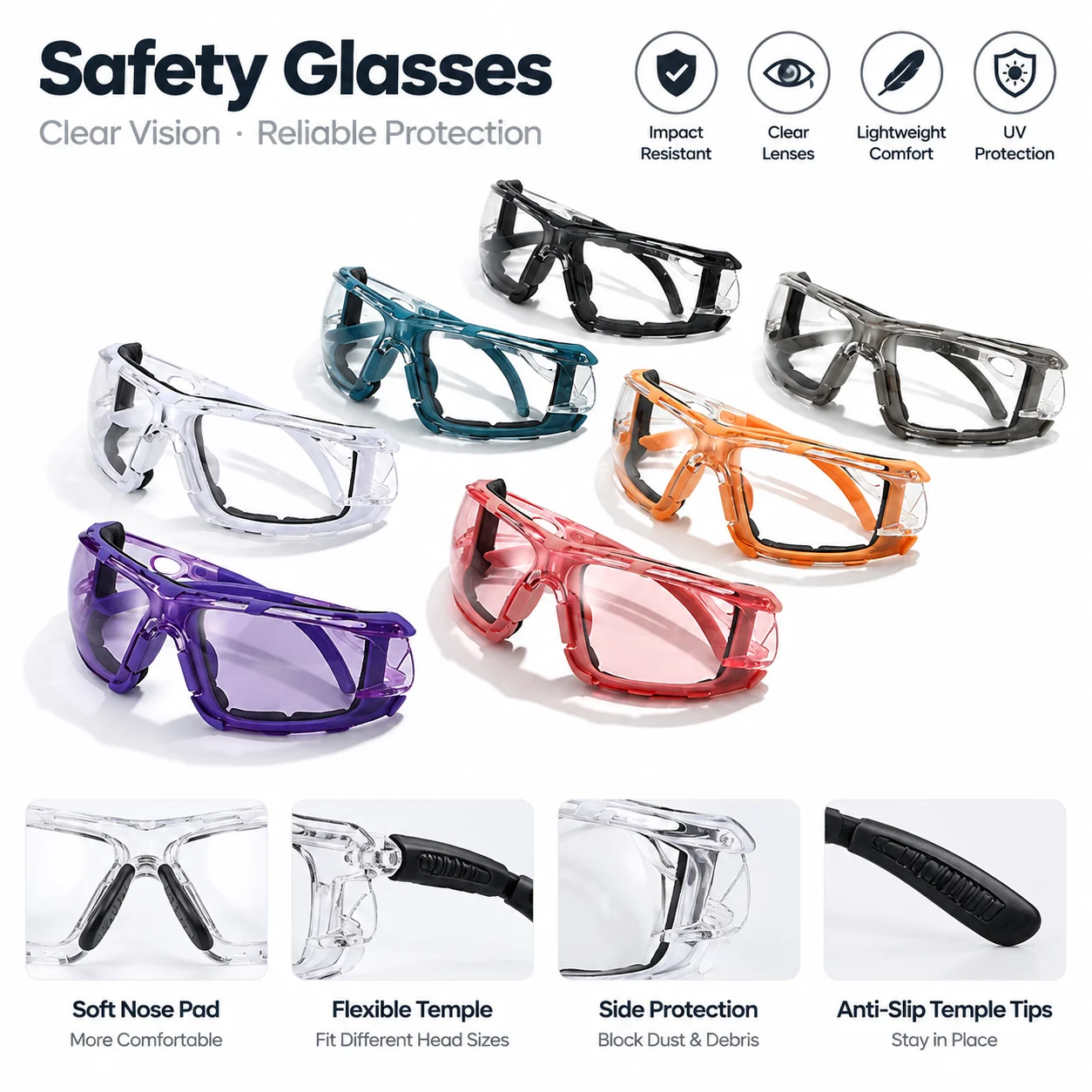 Anti Fog Safety Glasses Uv Protection Impact Resistant Riding Cycling Goggles Dustproof Protective Eyewear Work Construction
