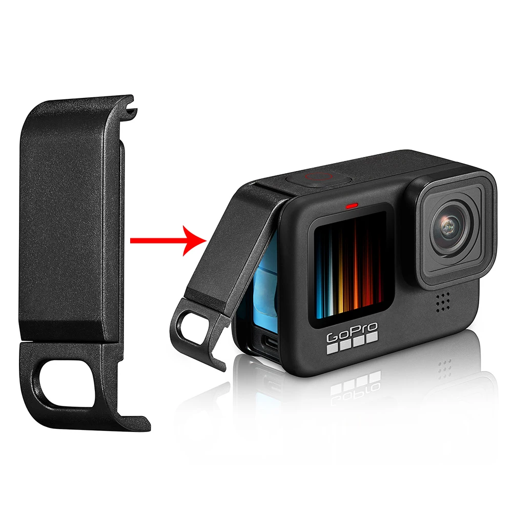 Flip Battery Side Cover for GoPro Hero 10 9 Black Removable Battery Door Lid Charging Case Port for Go Pro 10 9 Accessories