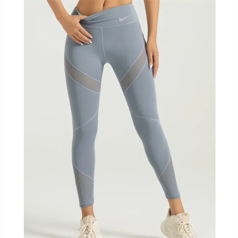 Nike Yoga Pants Women High Waisted, Elastic Mesh, Comfortable Mesh Splicing Tushy-ups Yoga Fitness Pants image 5