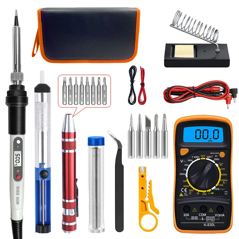 80W Internal Heat Digital Display Soldering Iron Set With Adjustable Temperature 908S Soldering Iron Welding Tool
