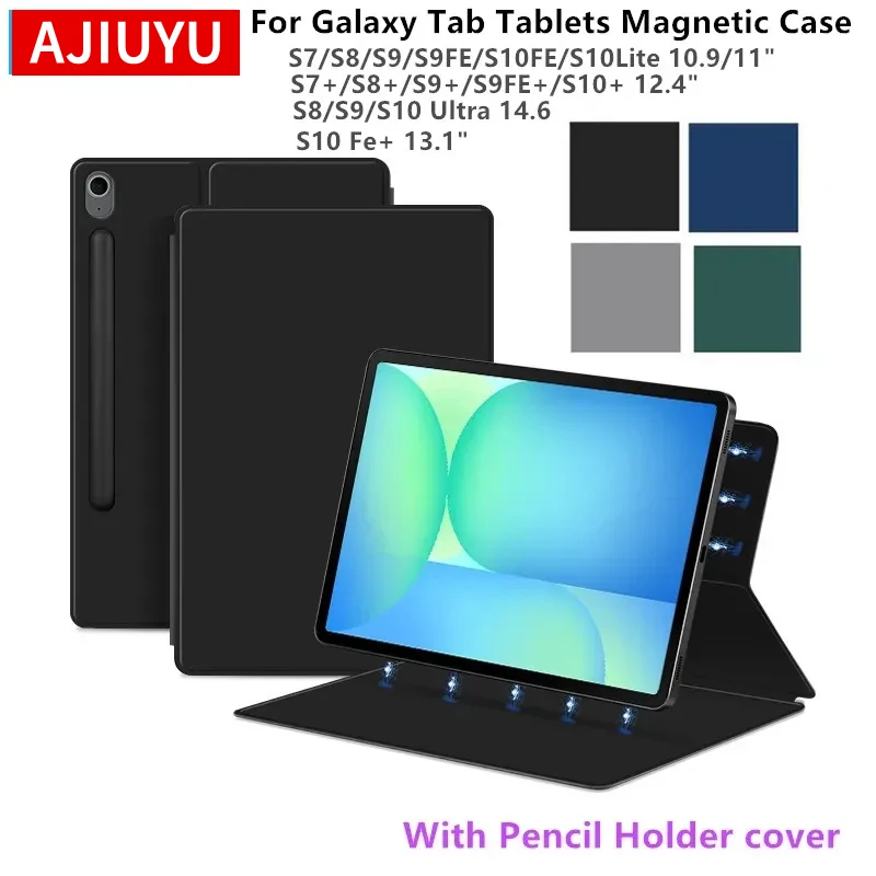 

For Samsung Galaxy Tab S10 FE Plus 13.1 inch SM-X620 X626B Magnetic Case for Tab S10 S9 S8 S7 Plus FE Ultra Pencil Holder Cover