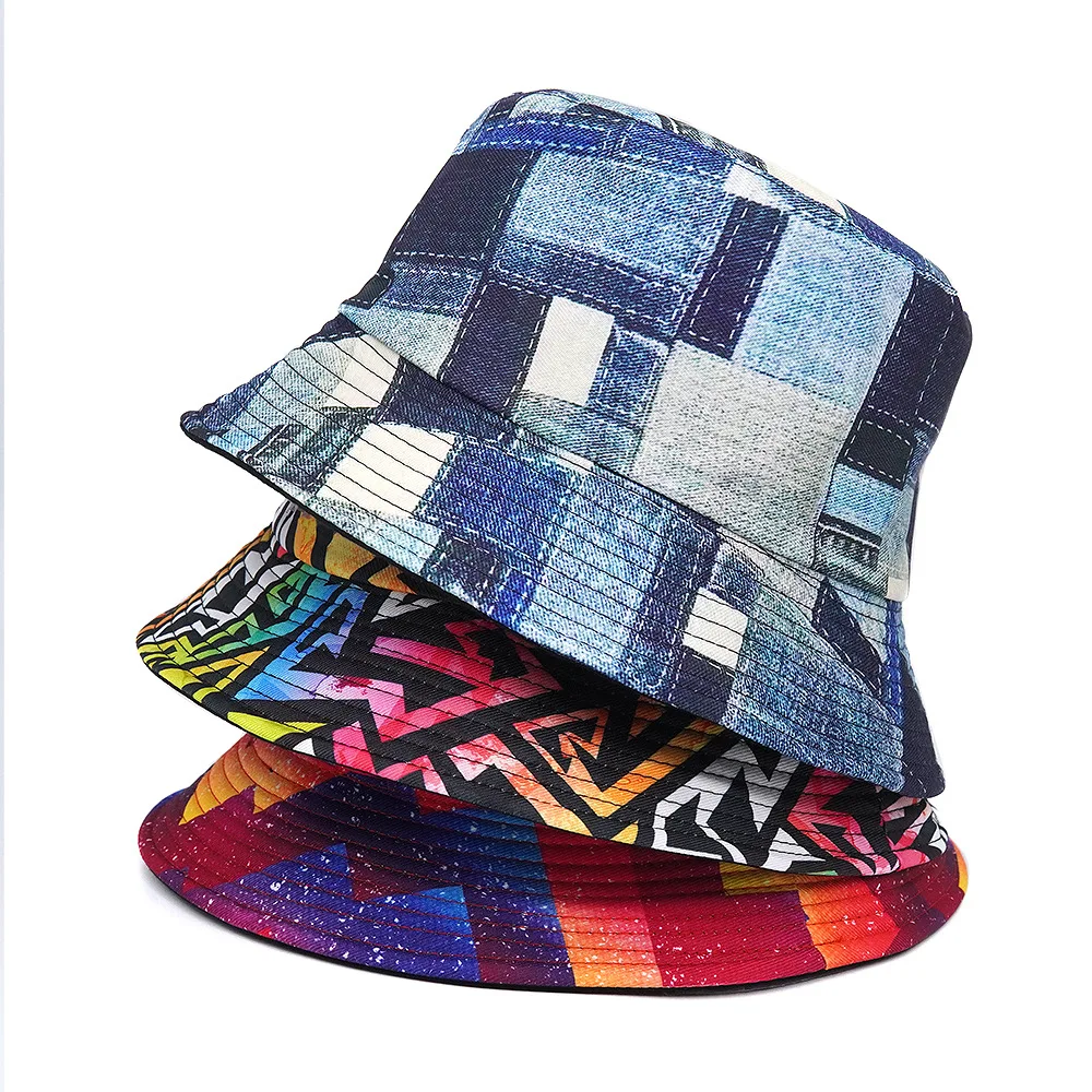 Panama Bucket Hats Animal Letter Print Fisherman Hat Summer Sun Hats for Women Men Reversible Fishing Cap