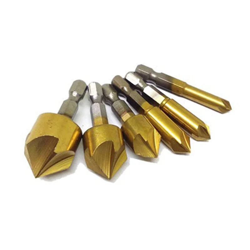 23Pcs Center Punching Three-Pointed Woodworking Drill Wood Plug Cutter Silver&Black&Gold-AT64