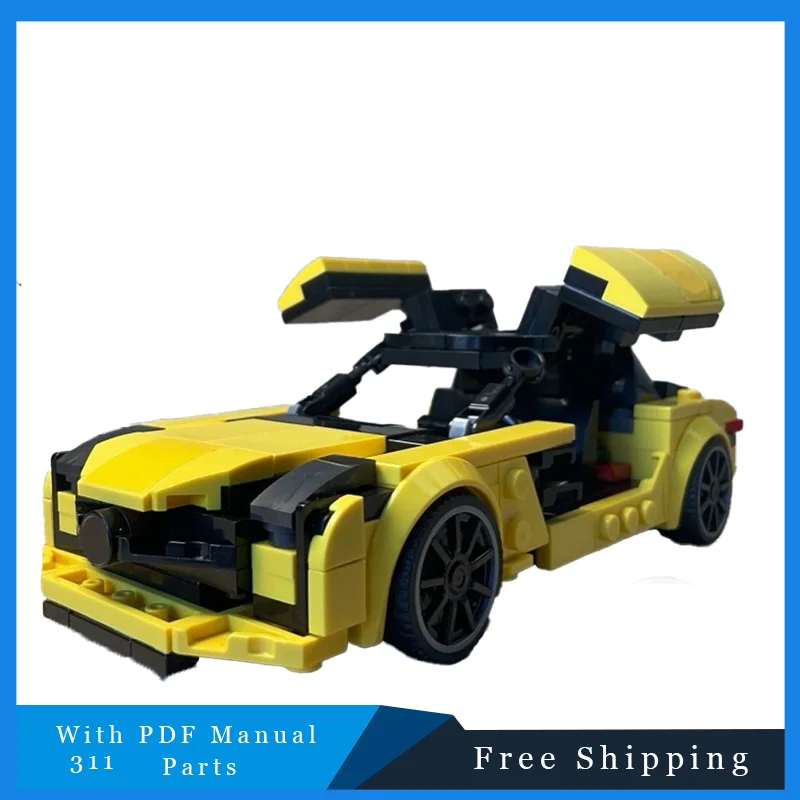 blocs-de-construction-modulaires-moc-creatifs-et-classiques-berline-jaune-modele-d'education-pour-enfants-assemblage-cadeaux-d'anniversaire-offre-speciale-311-pieces