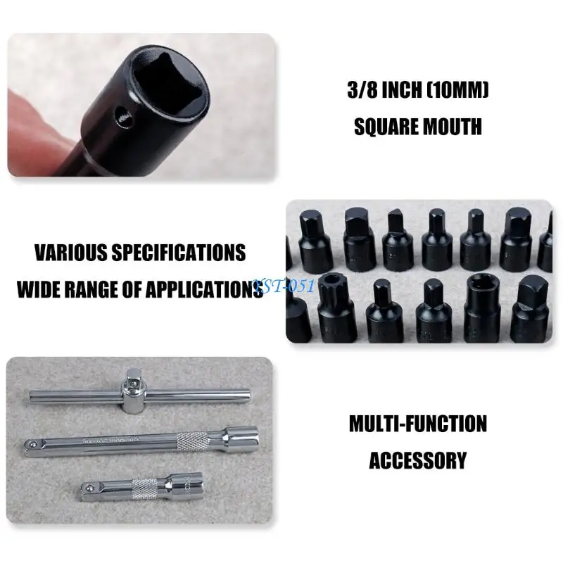 E15A 23Pcs Universal Automotive Oil Drain Plug Socket Set For Easy Oil Change Service
