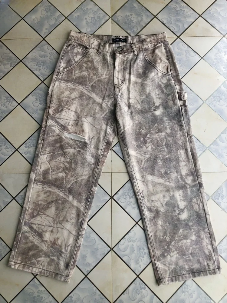 2025 Trashy Y2K 2000S Streetwear Vintage Grau Baggy Zerrissene Jeans Hosen Für Männer Kleidung Hip Hop Lange Hosen Pantalones hombre – Detail 12