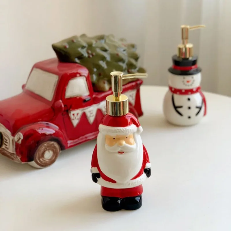 Santa Claus Ceramic Lotion Bottle Snowman Penguin Soap Liquid Container Home Hand Sanitizer Makeup Remover Water Storage Bottle