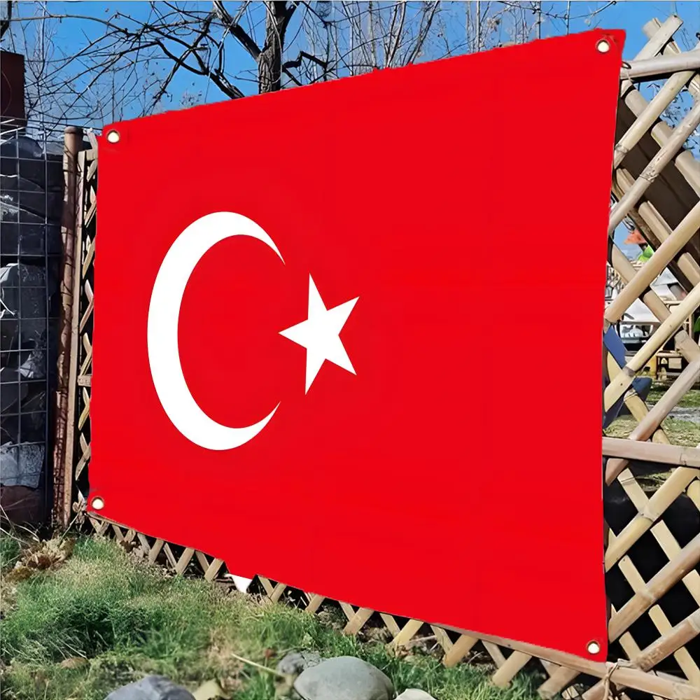 Flag of T_Turkey Flags Daily four ring borderless design indoor outdoor decor easy hang install