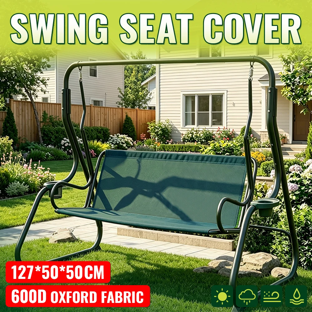Swing Cushion Cover 3-Seat 127×50×50cm Outdoor Patio Hanging Swing Seat Protective Cover Courtyard