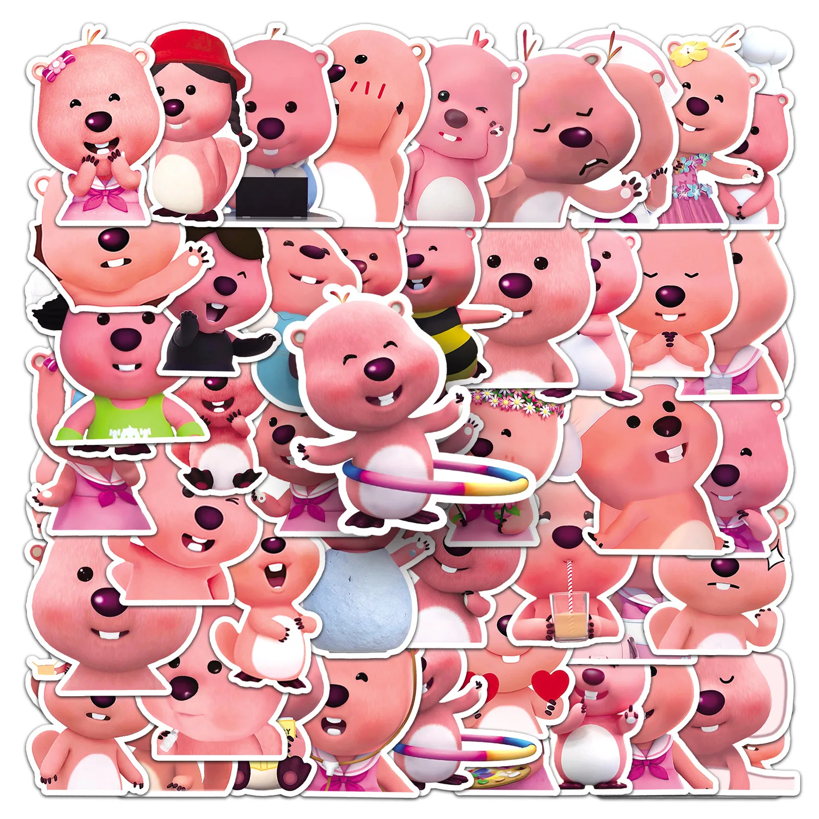 MINISO Loopy Korean Cartoon Cute Pink Loopy Children's Guka DIY Mobile Phone Luggage Suitcase Refrigerator Stickers