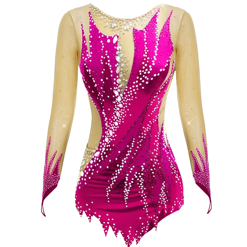 Ginástica artística Leotards para adultos e crianças, macacão jóias, sem mangas, manga longa, traje de patinação artística, multicolorido