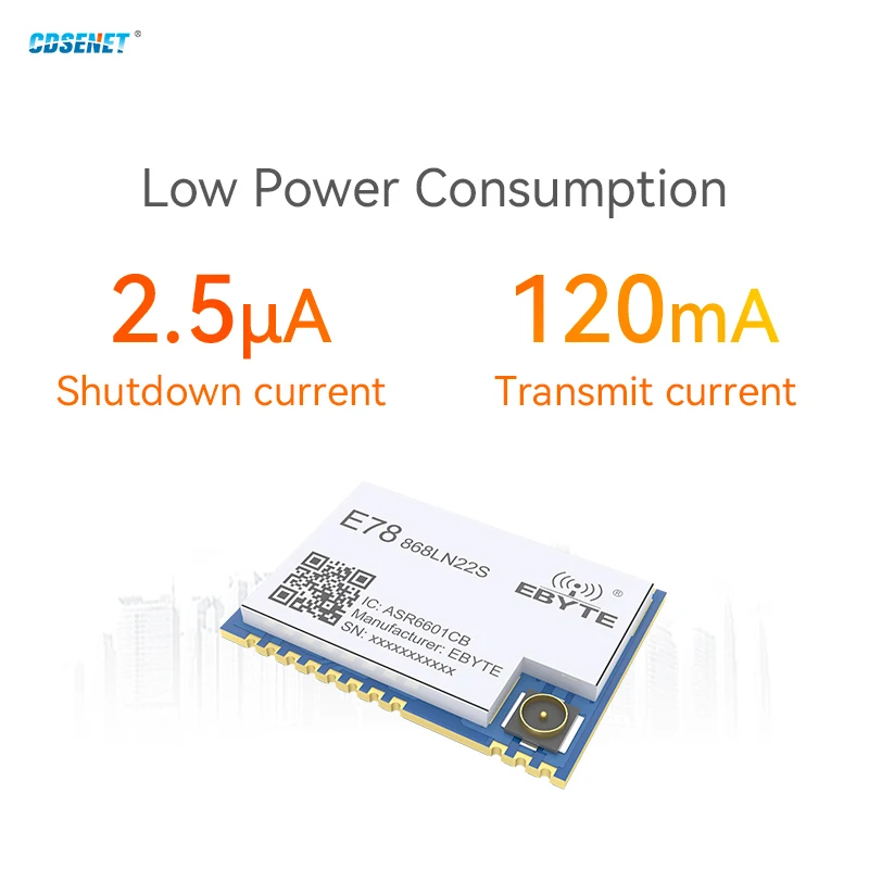 LoRaWAN SoC ASR6601 868MHz โมดูล LoRa E78-868LN22S(6601) 22dBm เครื่องรับส่งสัญญาณไร้สาย SMD PCB แสตมป์รูเชื่อมต่อ TCXO RF วิทยุ