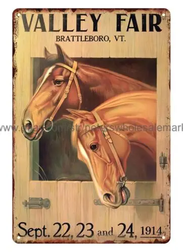 wall posters 1914 HORSE Valley Fair Brattleboro VT equine decor metal tin sign tin sign