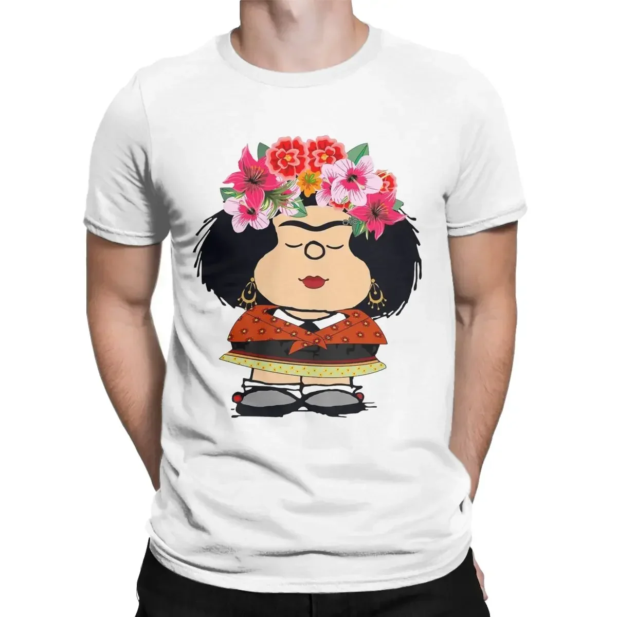 Men Mafalda T Shirts Pure Cotton Clothes Novelty Short Sleeve Crew Neck Tees Plus Size T-Shirt