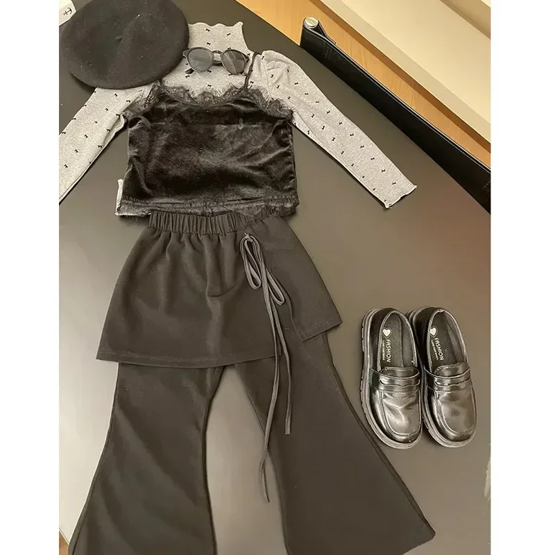 Mom and Baby Girl Elegant Matching Outfit Mother Daughter Equal Clothes Mummy and Me Velvet Vest Long Sleeve Pullover Pants Sets image 6