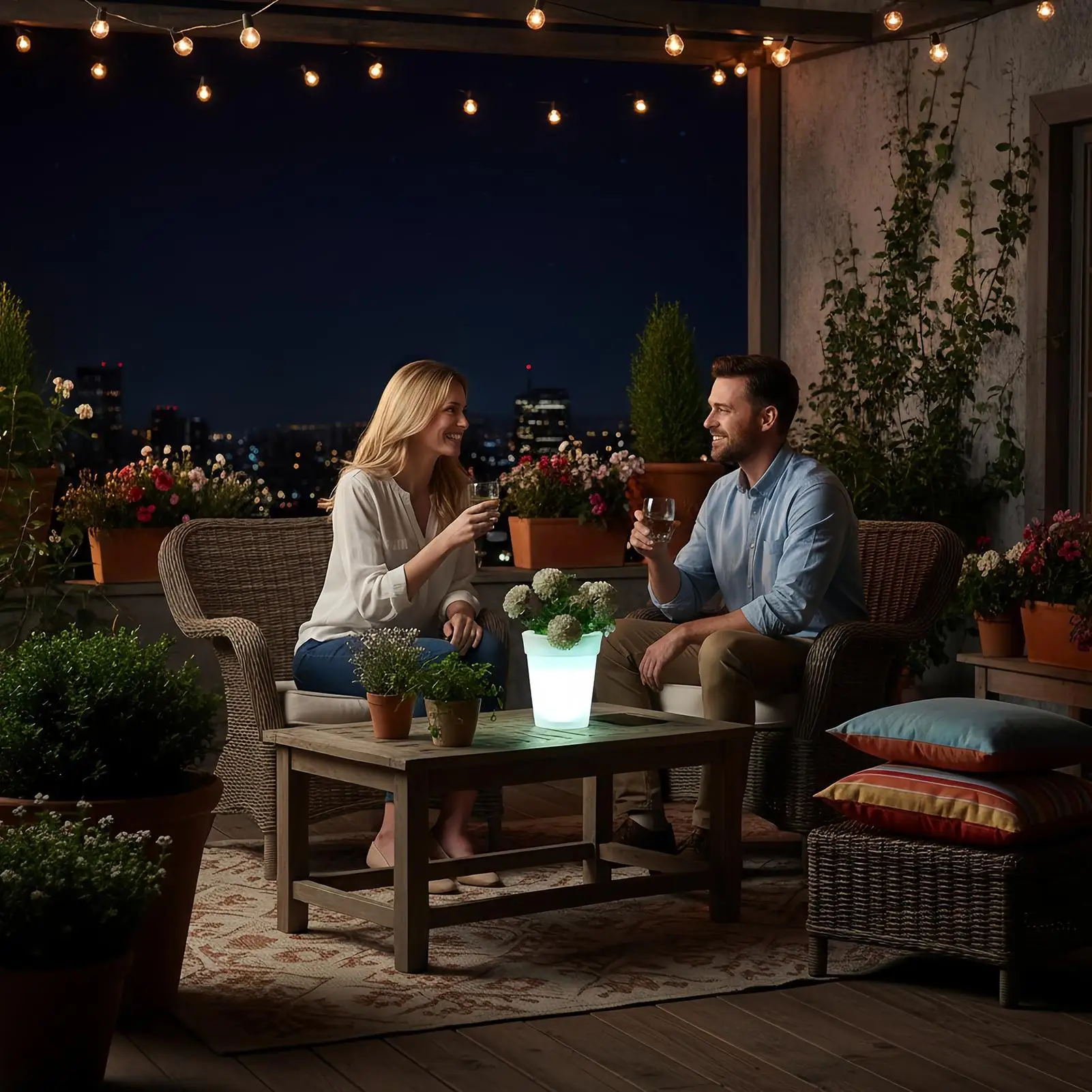 LED Planter Pots Outdoor Waterproof Landscape Lighting Solar Planter For Patio Yard Pathway Lawn Home Outside Birthday