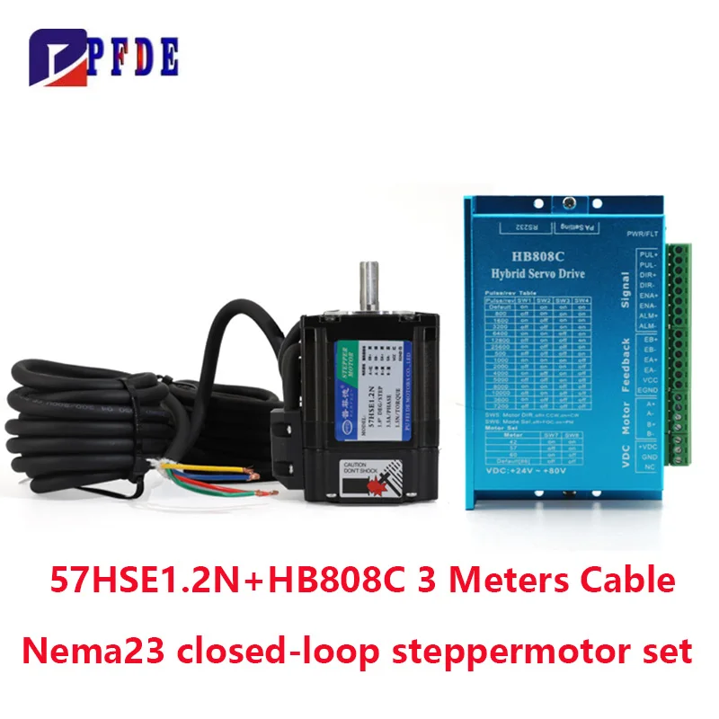 Nema 23 Closed Loop Stepper Motor Kit DSP Easy Servo 1.2 Nm/170 oz.in 1000 Line Encoder Step Motor 24-80VDC Steping Driver Kits