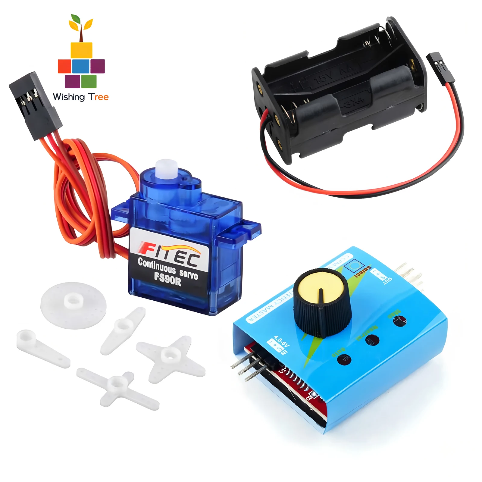 Feetech FS90R 360° Continuous Rotation Micro Servo with Digital Tester & Battery Case 1.5KG Torque