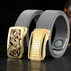 Men's Stainless Steel Belt, Metal Belt, Versatile Fashion Trend,Men's Youth Outdoor Self-defense Pants,Belt Style,Designer Belt