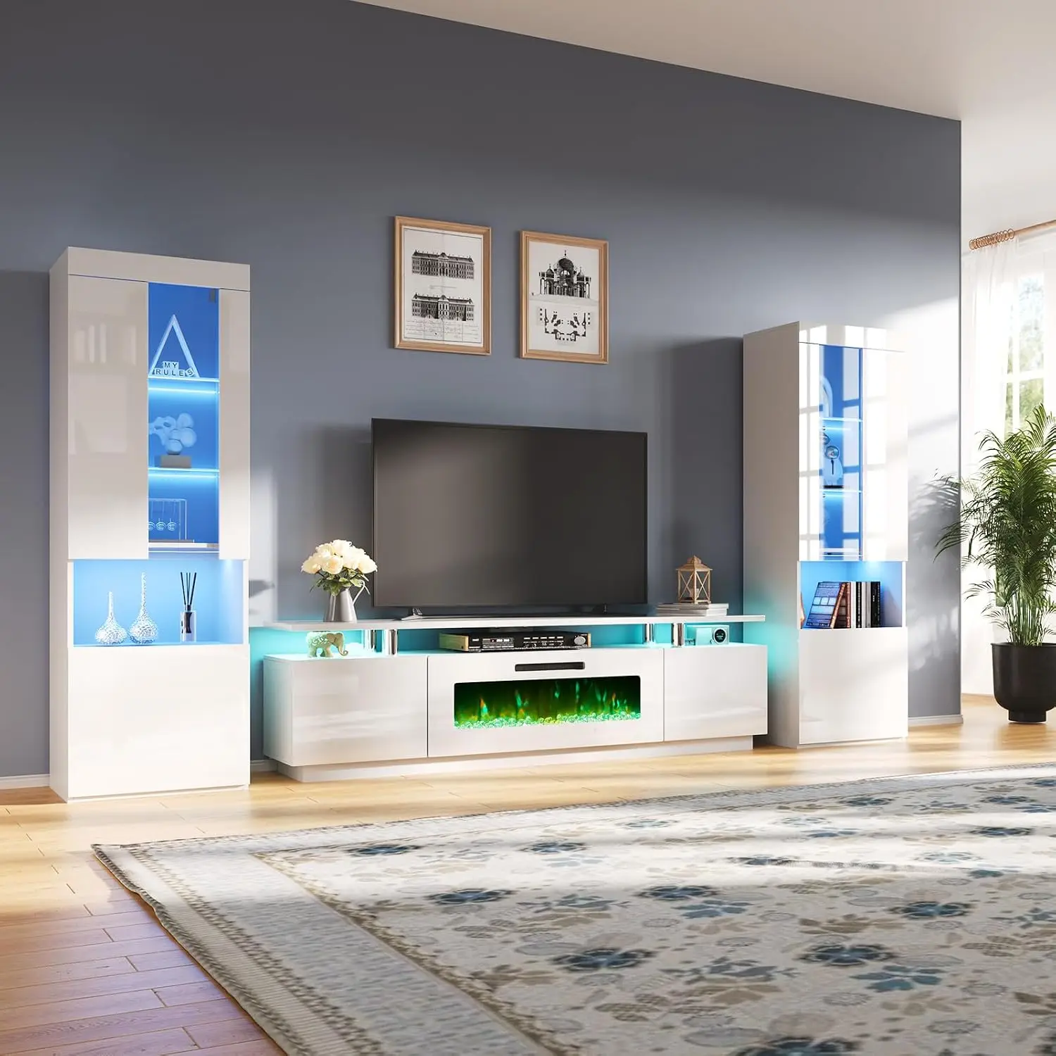 Modern TV Stand for Living Room with LED, 40