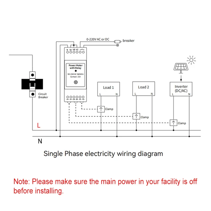 B47C Tuya Smart Wifi Monitor di energia trifase con morsetto 80A CT App bidirezionale Monitor Consumerazione di energia e statistiche di elettricità