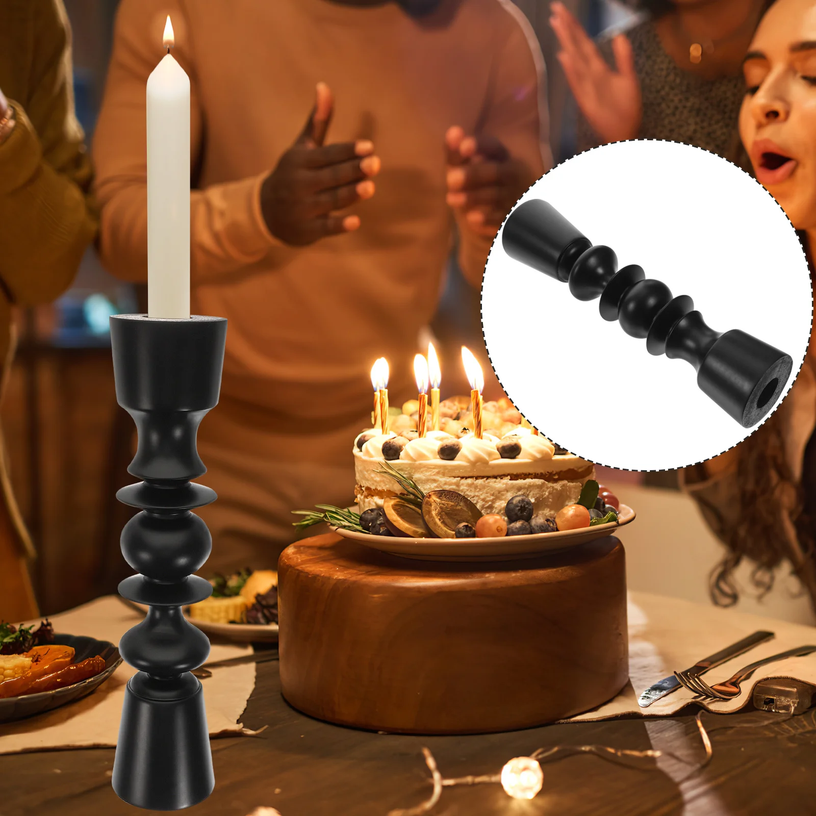 

Wooden Candlestick Vintage Style Tabletop Decor For Home Wedding Party Rustic Holder Craft Decoration