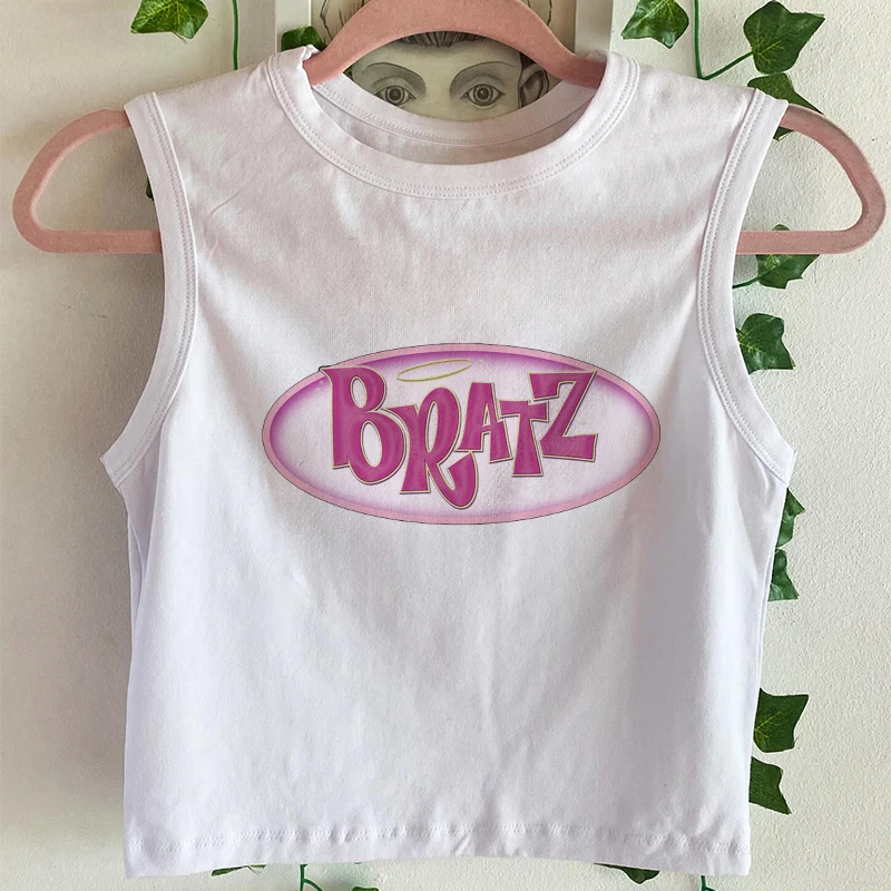 Letter Graphic Print Y2k Tank Top Summer Off Shoulder O Neck Sleeveless Fashion 90s Vintage Crop Tops Women Casual Sexy Clothes