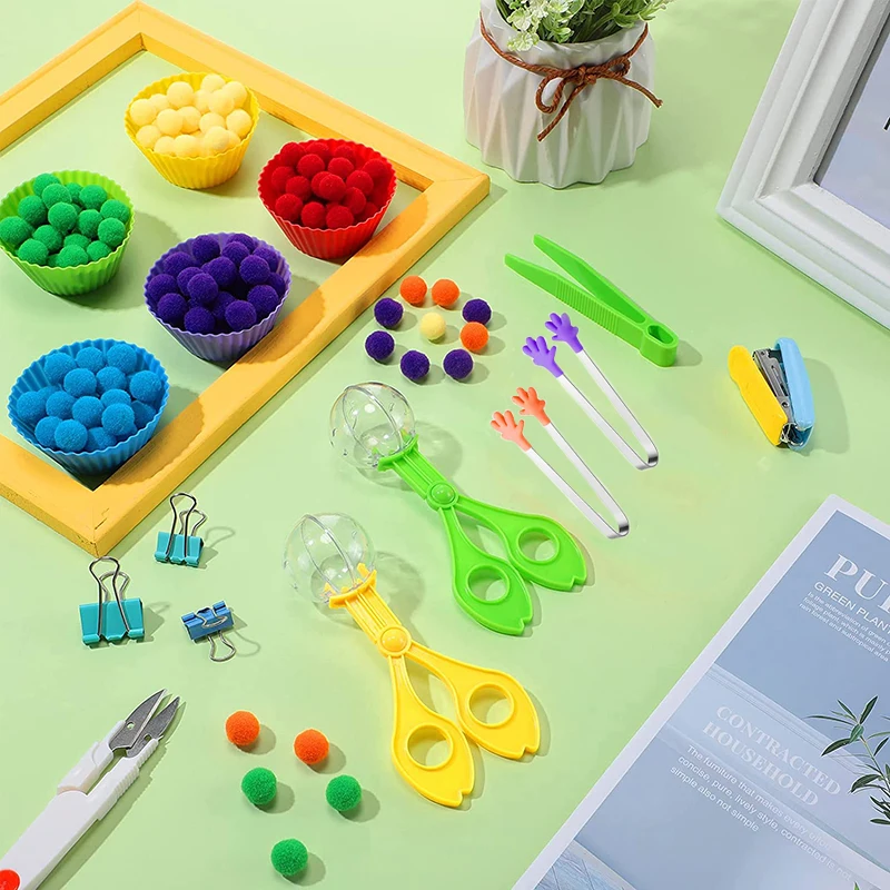 Regenboog Tellen Pompoms Kinderspeelgoed Sorteerbeker Montessori Zintuiglijk Speelgoed Voorschoolse Leeractiviteiten Rekenspeelgoed