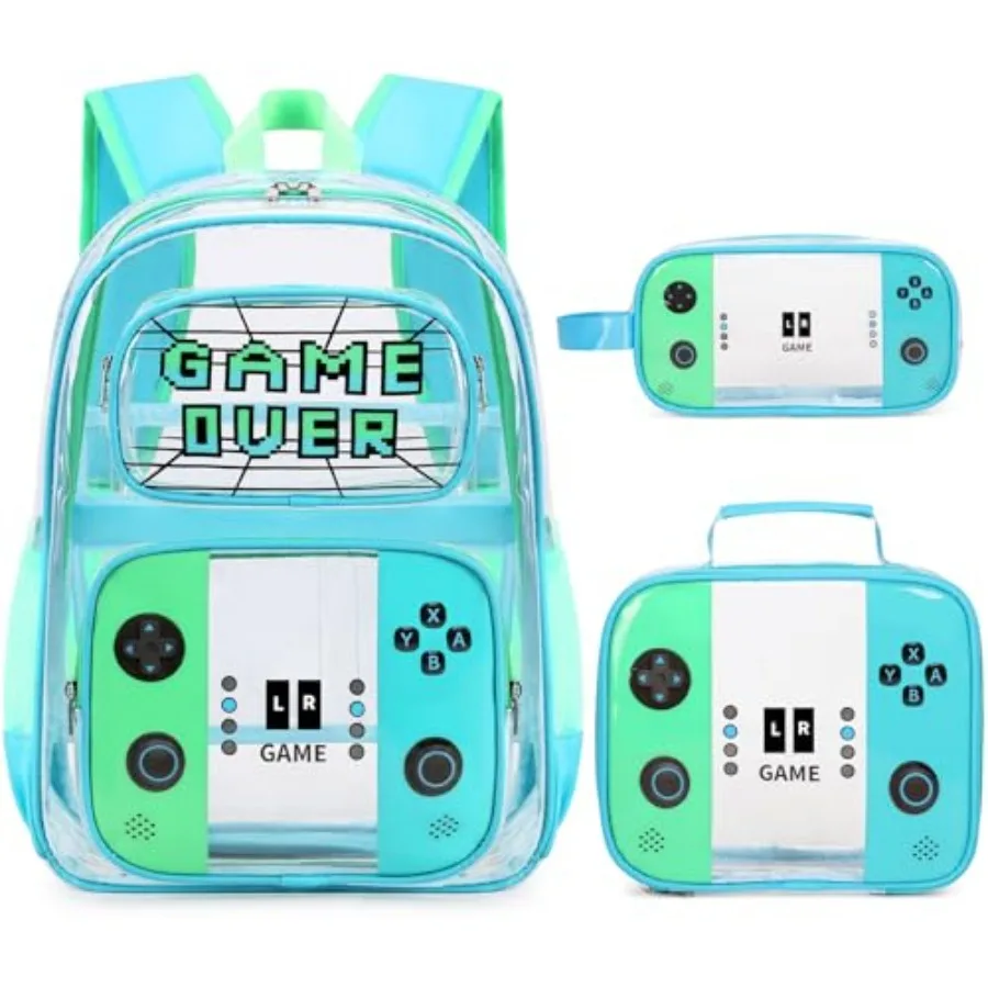 

Clear Backpack for Boys, PVC Transparent Cool Luminous Gamer Backpack for Boys Girls Teens Elementary Middle School, Clear Book