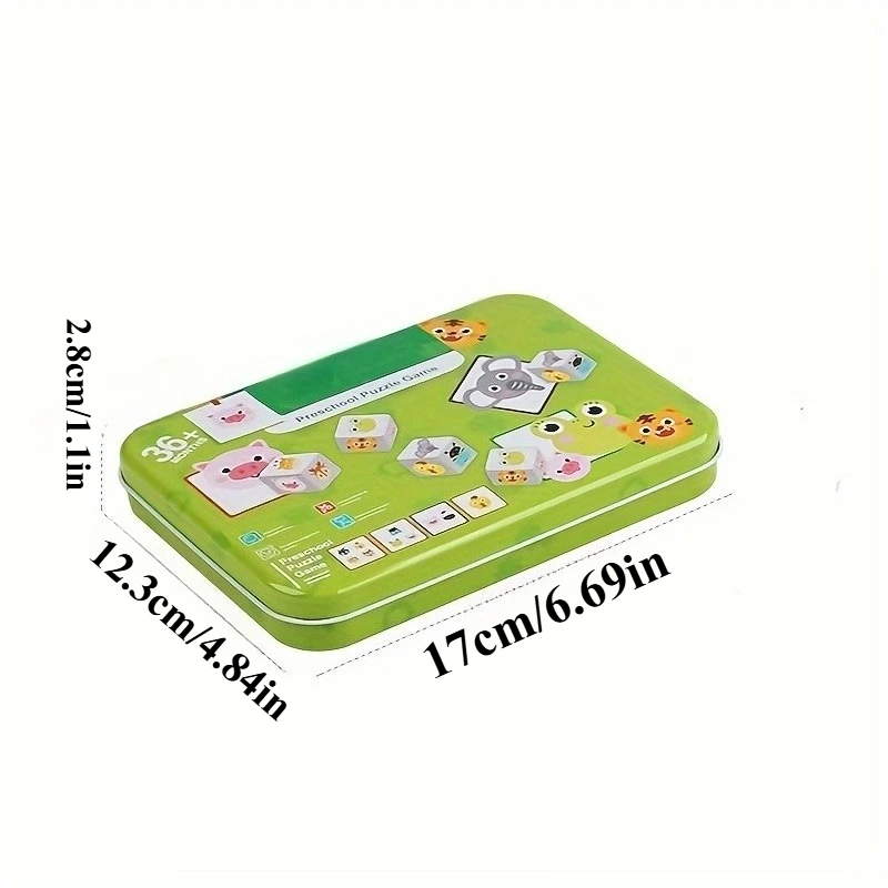 Tier-passendes Kartenspiel, Würfel aus Holz, Tierpuzzles für Kleinkinder, Vorschul-Lernaktivitäten, Spielzeug für Kinder, Reisen, Brettspiele