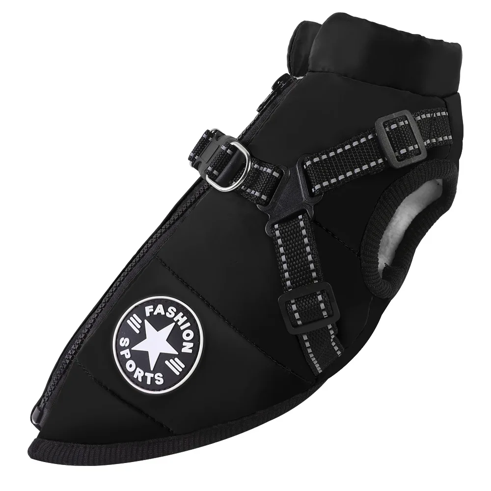 Waterdichte warme hondenjas vest winter hondenkleding met harnas Franse Bulldog jas huisdierkostuum voor kleine en grote honden Chihuahua