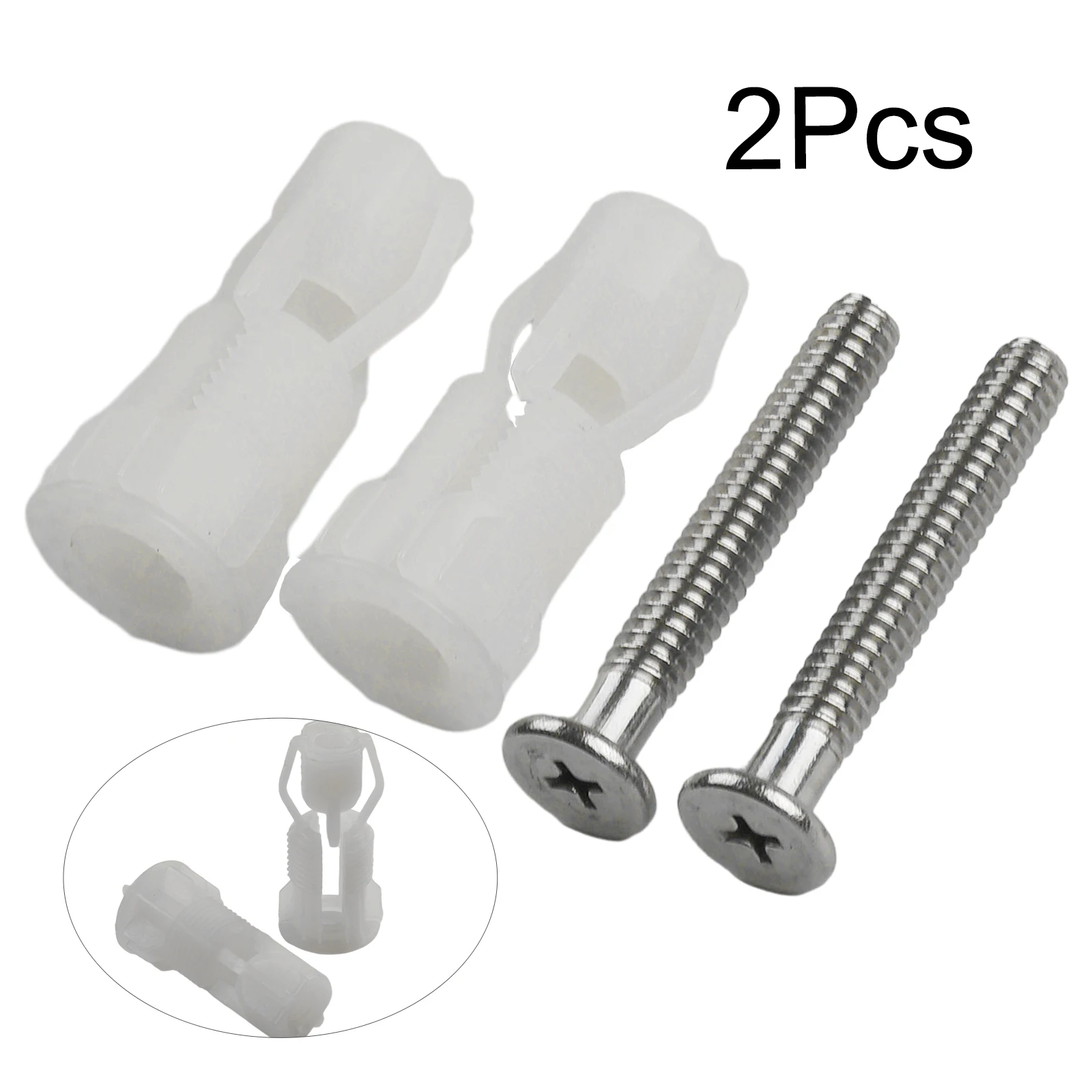 2pcs Black Fixing Nut Expansion Screw Screw Hinge With Thread Rubber Sleeve Stainless Steel Toilet Seat Bathroom Fittings