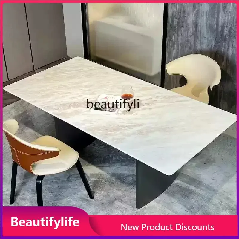 

C46 Imported rose rainbow luxury stone dining table natural marble dining table premium dining table