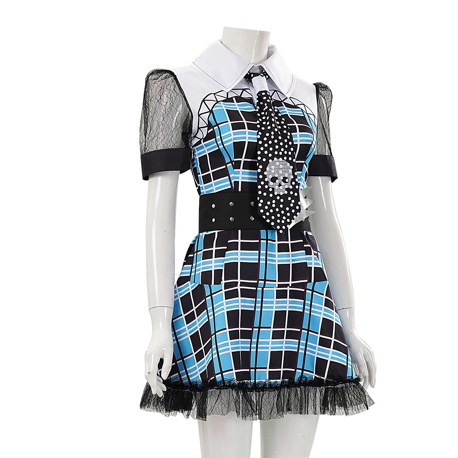Monster Cosplay Franky Stein Kostüm Perücke Outfit Halloween Weihnachtsfeier Damen Verkleidung Kleidung Zombie Kostüm – Detail 4