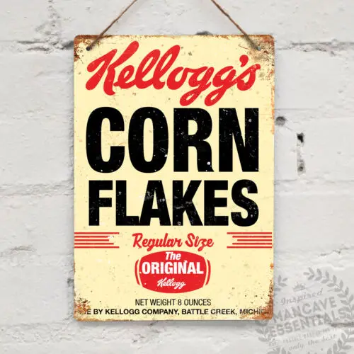 Corn Flakes Vintage Metal Wall Sign Plaque Retro Kitchen Shabby Chic Breakfast