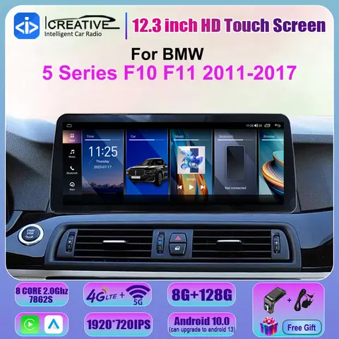 2025 신형 자동차 멀티미디어 플레이어 BMW 5 시리즈 F10 F11 2011 – 2017 안드로이드 13 카플레이 오토 스테레오 2Din 카 라디오 GPS 네비게이션 HU 4G