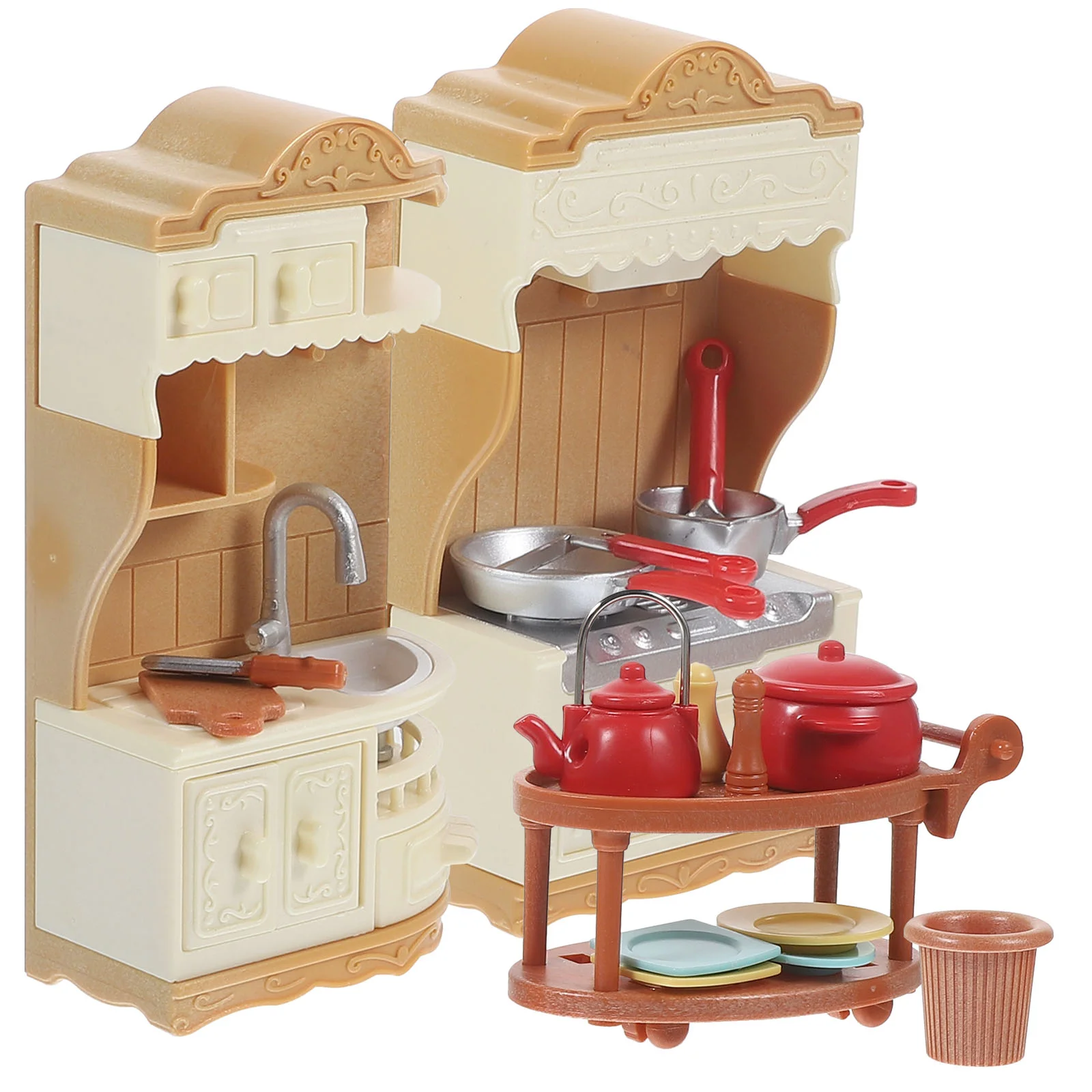 Dollhouse Kitchen Cabinet Toys Mini Ornaments Accessories Plastic Handicraft Decoration Furniture Model Stove