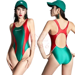 AMORESY Tight Breathable Oil Light Elasticity Sleeveless Spandex Surfing Christmas Gifts Glossy Smooth Beach Swimsuit Swimwear