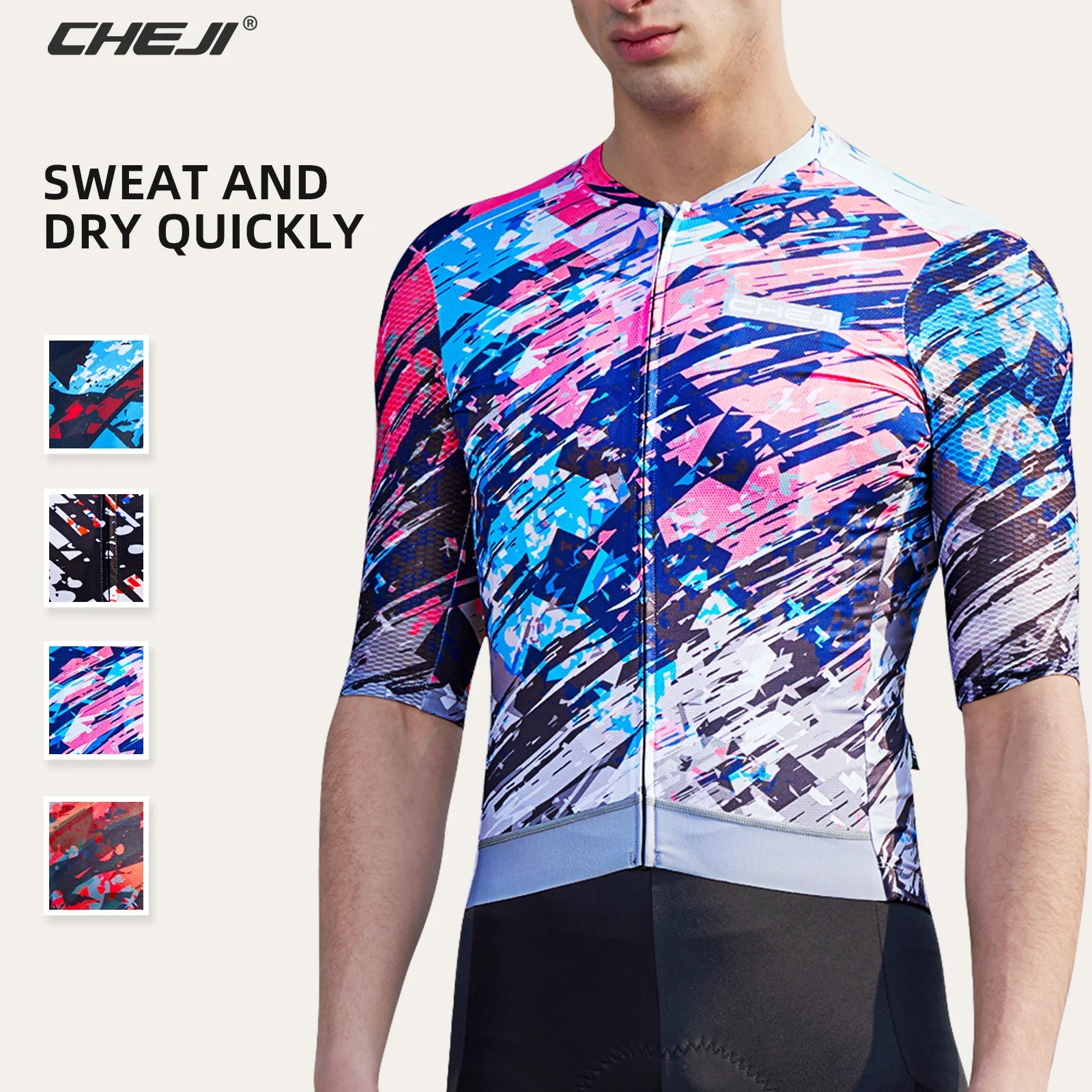 CHEJI 2024 Neues Radtrikot für Herren, Sommer, kurzärmelig, Sport, Mallot, Bicicleta Hombre, schnell trocknend, atmungsaktiv, Anti-Schweiß, Summ