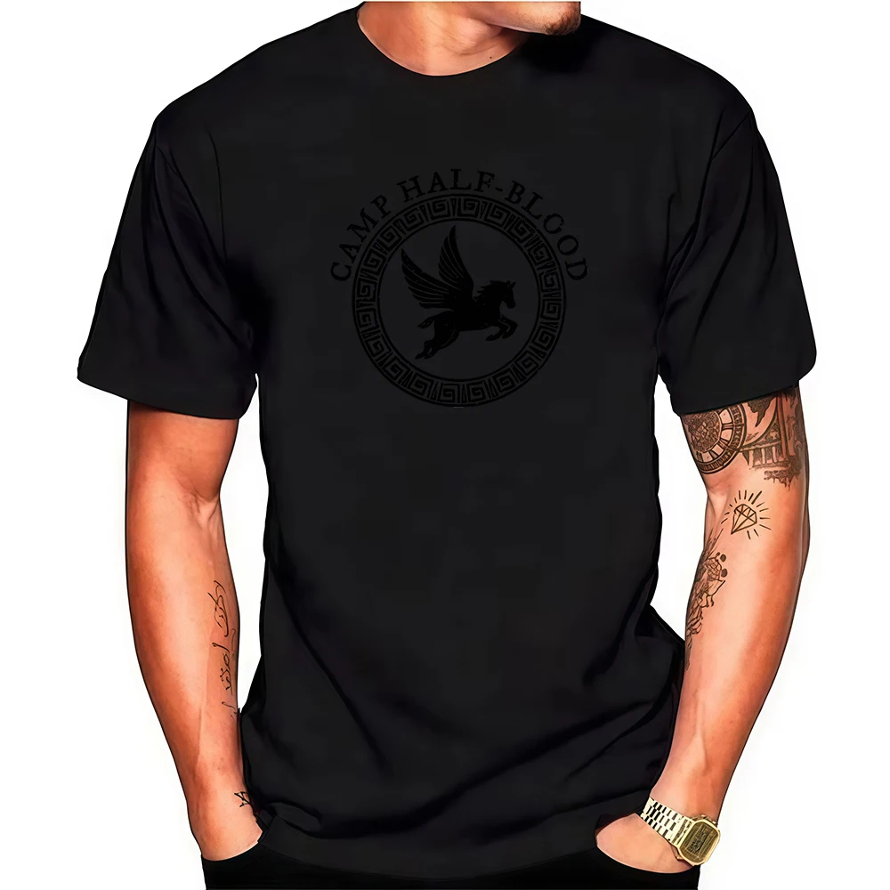 

Unisex Streetwear Slim Fit Cotton Horse Print Tee 2026 New Breathable Casual Round Neck Summer Tops