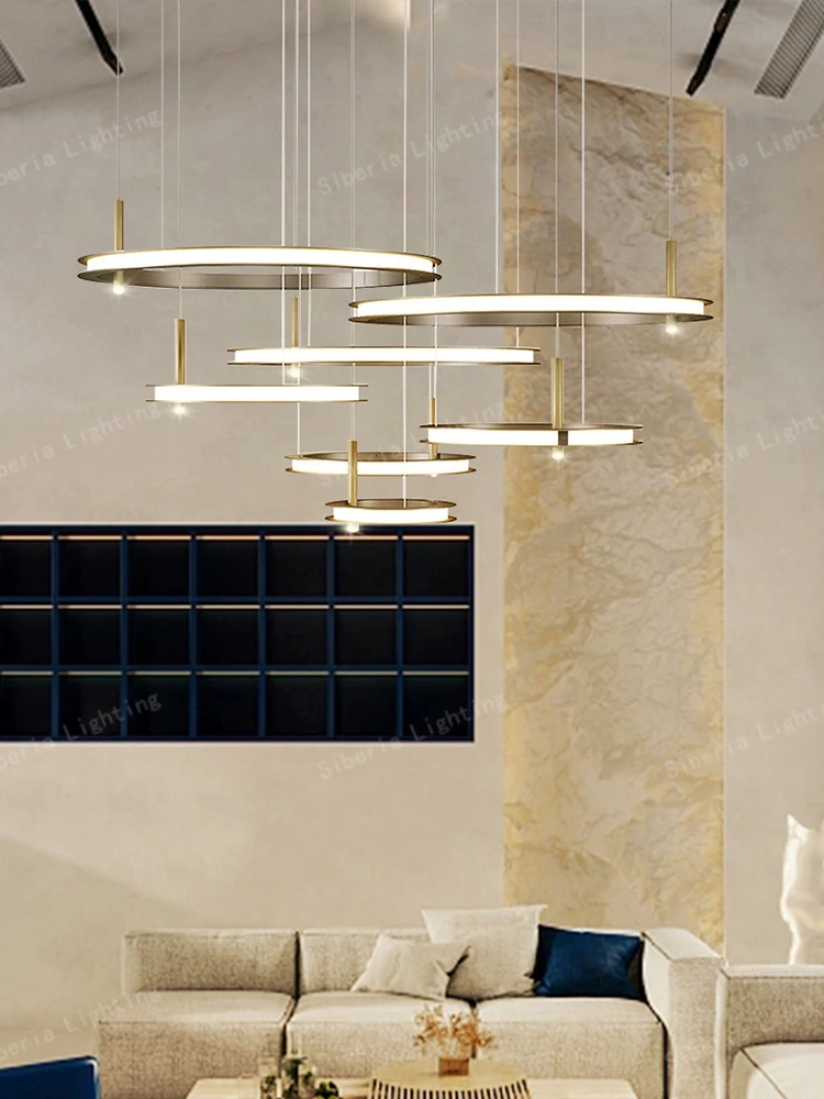 LED Soft Glowing Ring Ceiling Chandelier Modern Minimalism Designer Round Pendant Lights Home Decor Lighting Fixture for Foyer