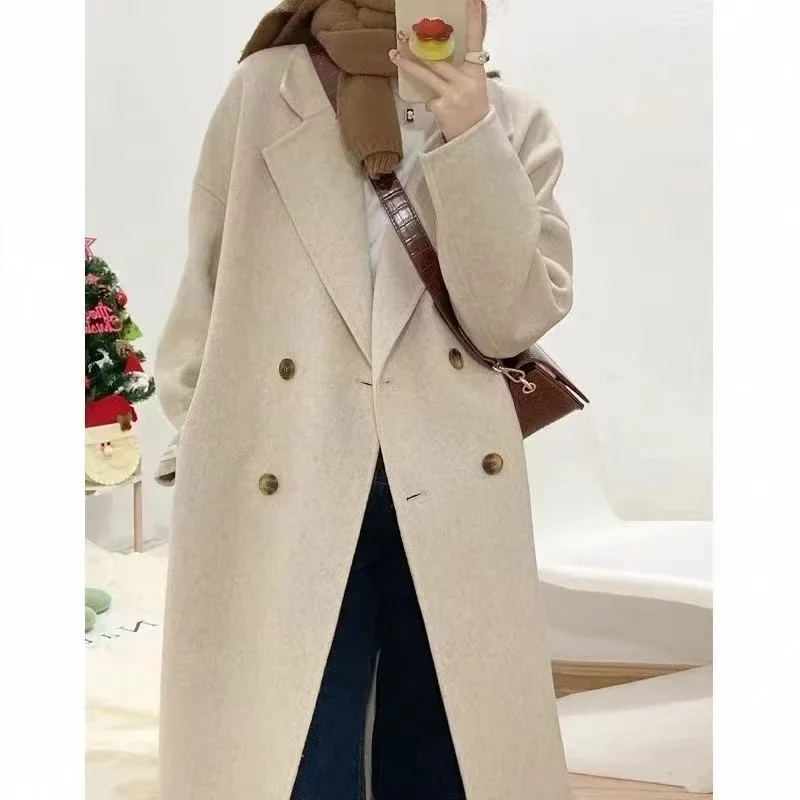 Fashionable Autumn Winter Woolen Coat Women's Mid-Length Elegant Ladylike Small Size Wool Blend Outerwear