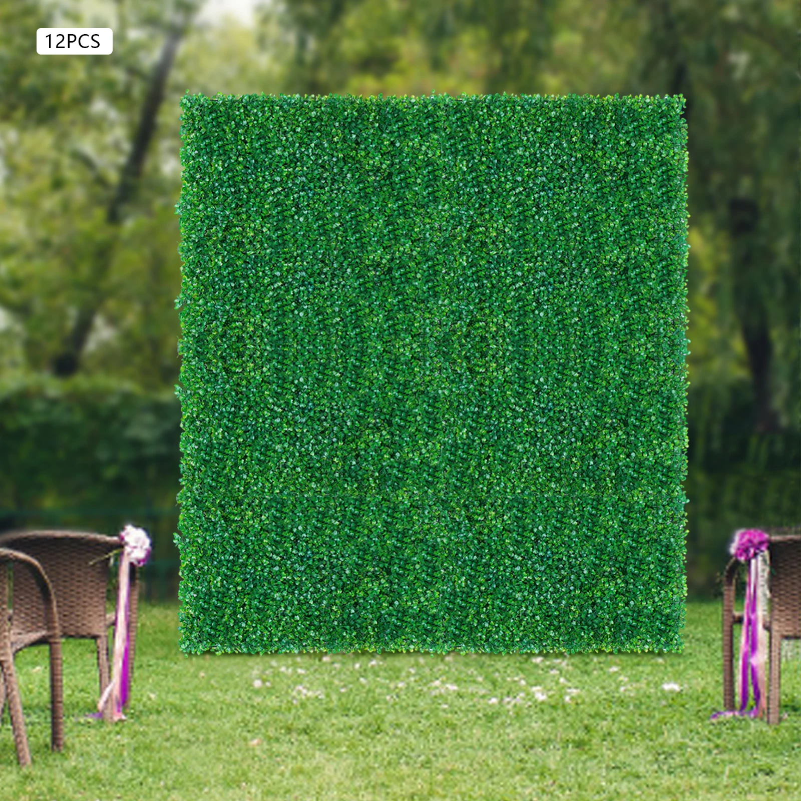 

Green Plant Wall Artificial Mat Panel Wall PE Realistic Plants 12 Pieces Artificial Panel Wall Decoration
